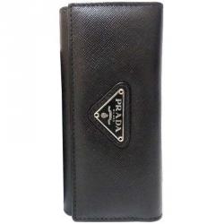 Pre Owned Prada Black Saffiano Leather Key Case Holder
