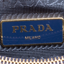 Pre Owned Prada Royal Blue Saffiano Vernic Patent Leather Small Promenade Top Handle Shoulder Bag