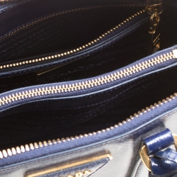 Pre Owned Prada Royal Blue Saffiano Vernic Patent Leather Small Promenade Top Handle Shoulder Bag