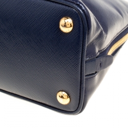 Pre Owned Prada Royal Blue Saffiano Vernic Patent Leather Small Promenade Top Handle Shoulder Bag