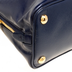 Pre Owned Prada Royal Blue Saffiano Vernic Patent Leather Small Promenade Top Handle Shoulder Bag