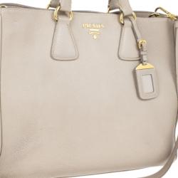 مملوكة مسبقًا Prada Grey Vitello Daino Leather Shopper Tote