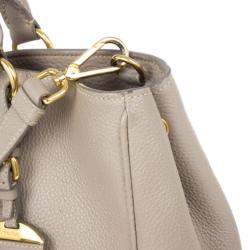 مملوكة مسبقًا Prada Grey Vitello Daino Leather Shopper Tote