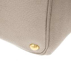 مملوكة مسبقًا Prada Grey Vitello Daino Leather Shopper Tote