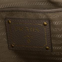 مملوكة مسبقًا Prada Grey Vitello Daino Leather Shopper Tote