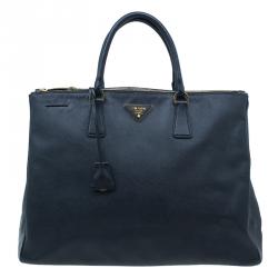 مملوكة مسبقًا Prada Black Saffiano Lux Leather Double Zip Tote