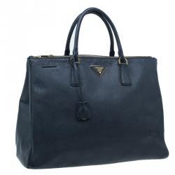 مملوكة مسبقًا Prada Black Saffiano Lux Leather Double Zip Tote