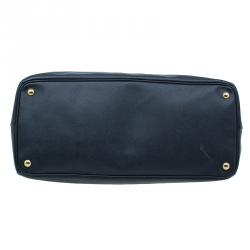 مملوكة مسبقًا Prada Black Saffiano Lux Leather Double Zip Tote