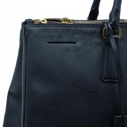 مملوكة مسبقًا Prada Black Saffiano Lux Leather Double Zip Tote