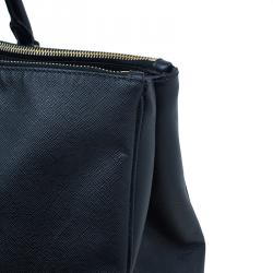 مملوكة مسبقًا Prada Black Saffiano Lux Leather Double Zip Tote
