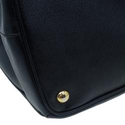 مملوكة مسبقًا Prada Black Saffiano Lux Leather Double Zip Tote