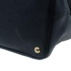 مملوكة مسبقًا Prada Black Saffiano Lux Leather Double Zip Tote