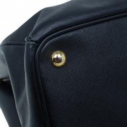 مملوكة مسبقًا Prada Black Saffiano Lux Leather Double Zip Tote