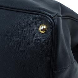 مملوكة مسبقًا Prada Black Saffiano Lux Leather Double Zip Tote