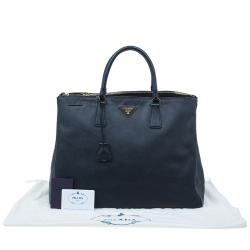 مملوكة مسبقًا Prada Black Saffiano Lux Leather Double Zip Tote