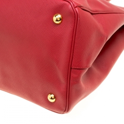 Pre Owned Prada Red Saffiano Lux Leather Large Tote