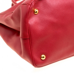 Pre Owned Prada Red Saffiano Lux Leather Large Tote