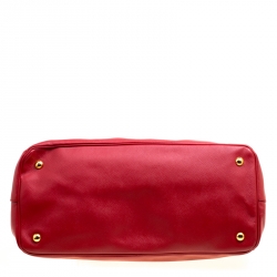 Pre Owned Prada Red Saffiano Lux Leather Large Tote