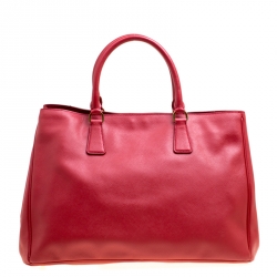 Pre Owned Prada Red Saffiano Lux Leather Large Tote