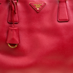 Pre Owned Prada Red Saffiano Lux Leather Large Tote
