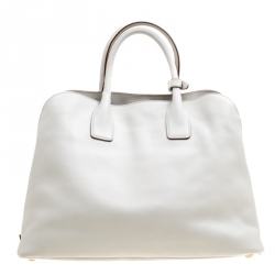 Pre Owned Prada Off White City Calf Leather Tote 