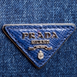 Pre Owned Prada Blue Denim Double Handle Tote
