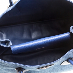 Pre Owned Prada Blue Denim Double Handle Tote