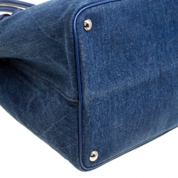 Pre Owned Prada Blue Denim Double Handle Tote