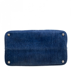 Pre Owned Prada Blue Denim Double Handle Tote