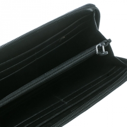 Pre Owned Prada Black Quilted Fabric Zip Around Wallet