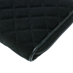 Pre Owned Prada Black Quilted Fabric Zip Around Wallet
