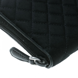 Pre Owned Prada Black Quilted Fabric Zip Around Wallet