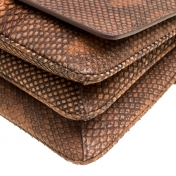 Pre Owned Prada Brown/Orange Python Chain Shoulder Bag