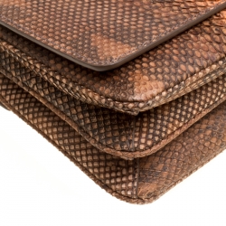 Pre Owned Prada Brown/Orange Python Chain Shoulder Bag