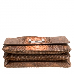 Pre Owned Prada Brown/Orange Python Chain Shoulder Bag