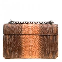 Pre Owned Prada Brown/Orange Python Chain Shoulder Bag