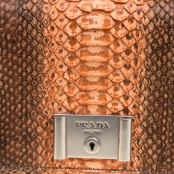 Pre Owned Prada Brown/Orange Python Chain Shoulder Bag