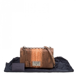 Pre Owned Prada Brown/Orange Python Chain Shoulder Bag