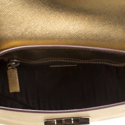 Pre Owned Prada Bronze Saffiano Lux 1 Leather Shoulder Bag