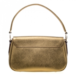 Pre Owned Prada Bronze Saffiano Lux 1 Leather Shoulder Bag