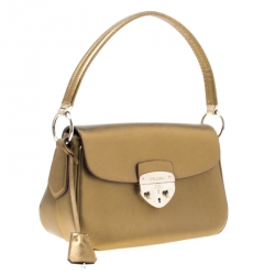 Pre Owned Prada Bronze Saffiano Lux 1 Leather Shoulder Bag