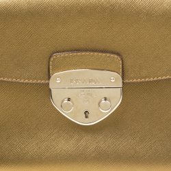 Pre Owned Prada Bronze Saffiano Lux 1 Leather Shoulder Bag