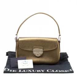 Pre Owned Prada Bronze Saffiano Lux 1 Leather Shoulder Bag