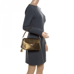 Pre Owned Prada Bronze Saffiano Lux 1 Leather Shoulder Bag