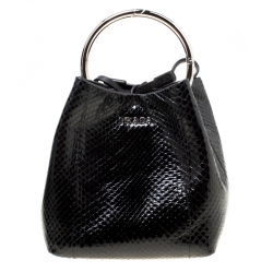 Prada Black Snake Skin Ring Pouch