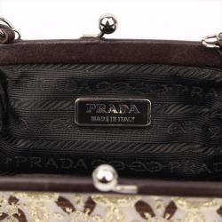 Pre Owned Prada Multicolor Fabric Lace Frame Evening Bag