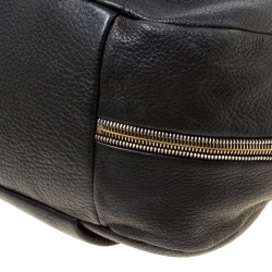 Pre Owned Prada Black Vitello Daino Leather Zip Around Hobo