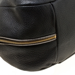 Pre Owned Prada Black Vitello Daino Leather Zip Around Hobo