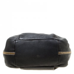 Pre Owned Prada Black Vitello Daino Leather Zip Around Hobo