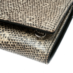 Pre Owned Prada Beige/Black Lizard Continental Wallet